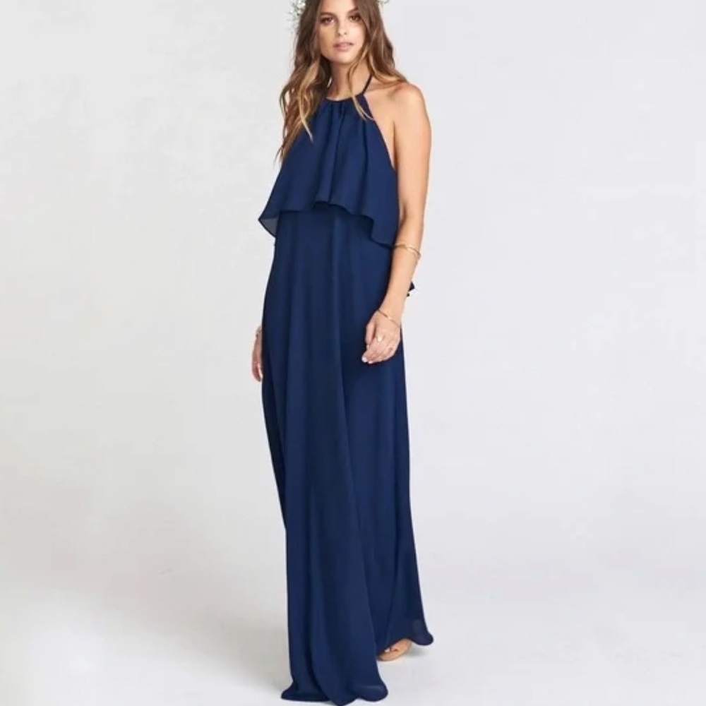 Show Me Your Mumu Aimee Ruffle Bodice Chiffon Halter Dress